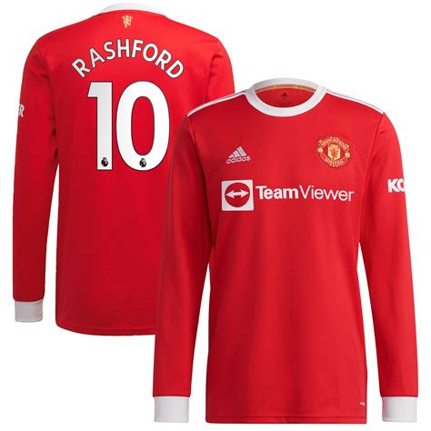 Men's adidas Marcus Rashford Red Manchester United 2021/22 Home Replica ...