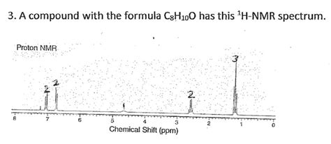 Solved 3. A compound with the formula C8H10O has this H-NMR | Chegg.com