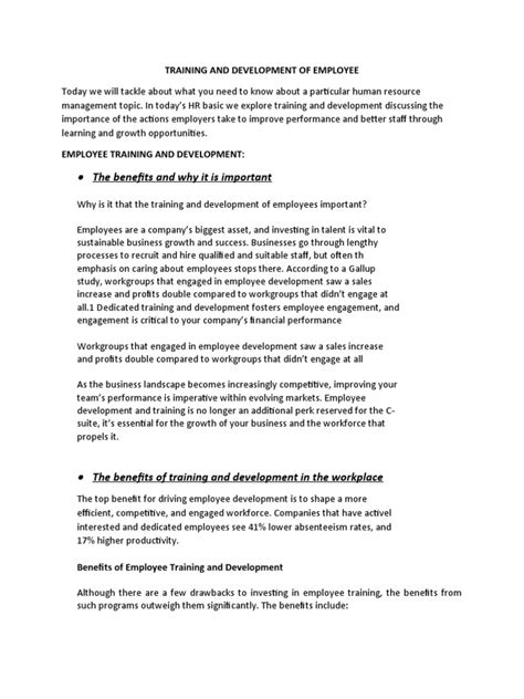 Training and Development of Employee | PDF | Employment | Labor 