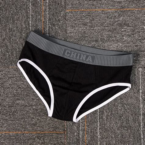 Solid Cotton Lingerie Men Convex Pouch Briefs Mid Waist Breathable