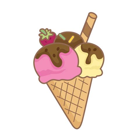 Cute Colorful Flavor Ice Cream Sweet Dessert Cartoon Illustration