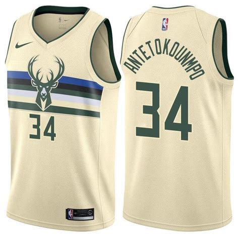 Men 34 Giannis Antetokounmpo Jersey Cream Milwaukee Bucks City Fanatics