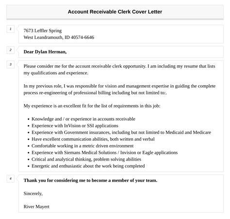 Account Receivable Clerk Cover Letter Velvet Jobs