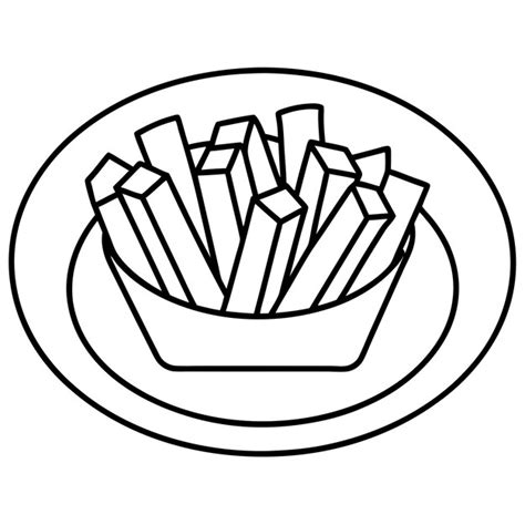 French Fries Outline Coloring Book Page Line Art Illustration Digital