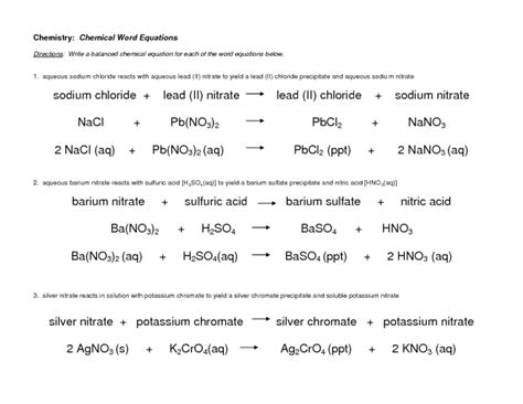 Chemical Word Equations Lesson Plan For 10th Higher Ed Lesson Planet