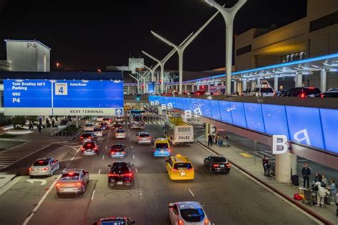 Night View Of The Busy Los Angeles International Airport Editorial