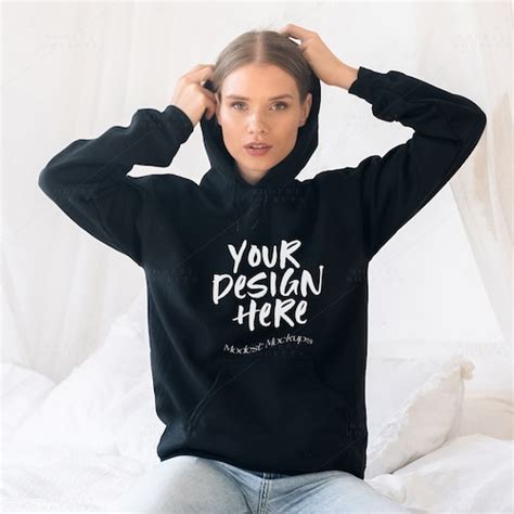 Gildan 18500 Mockup Black Hoodie Mockup Gildan Hoodie Mock Etsy