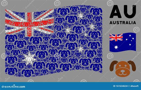 Waving Australia Flag Collage Of Puppy Icons Stock Vector