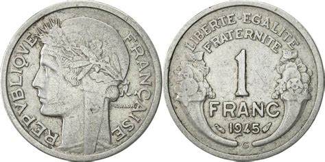 France Franc 1945 C Coin Morlon Castelsarrasin Aluminum EF 40 45