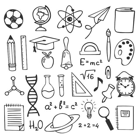 School Onderwijs Schets Tekening Pictogrammen Hand Getekend Onderwijs