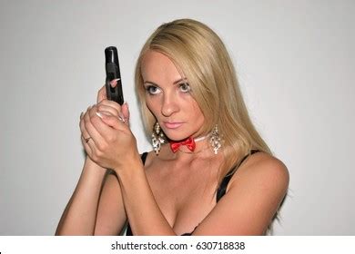 Sexy Nude Blonde Girl Gun His Stock Photo Shutterstock