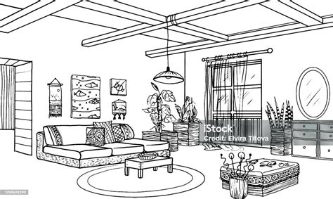 Buku Mewarnai Mewarnai Interior Rumah Ruangan Dengan Interior Dengan