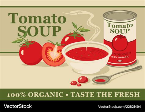 Banner For Condensed Tomato Soup With Text Vector Image