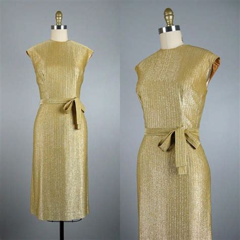 Vintage 1950s Gold Lame Dress 50s Metallic Gold Cocktail Etsy Lame