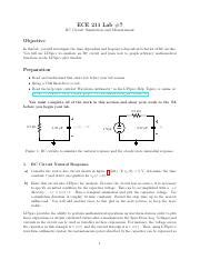 Lab Pdf Ece Lab Rc Circuit Simulation And Measurement