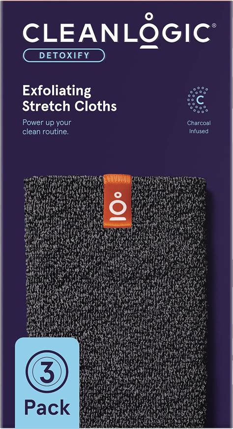 Cleanlogic Body Exfoliating Cloth Stretchy Detox Charcoal Infused