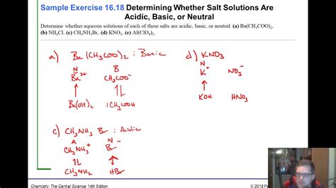 Chem 2 Unit 10 Acid Base Properties Of Salts YouTube