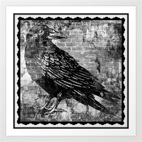 Raven - Black and White Art Print by Purple Moon Arts | Society6