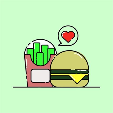 Premium Vector Free Cute Illustration Of Burger And French Fries With Love Bubble Flat Design