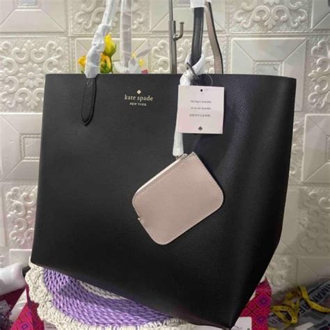 Jual Kate Spade Ava Reversible Tote Bag Black Augustylife Shopee