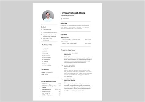 Resume CV Template Figma