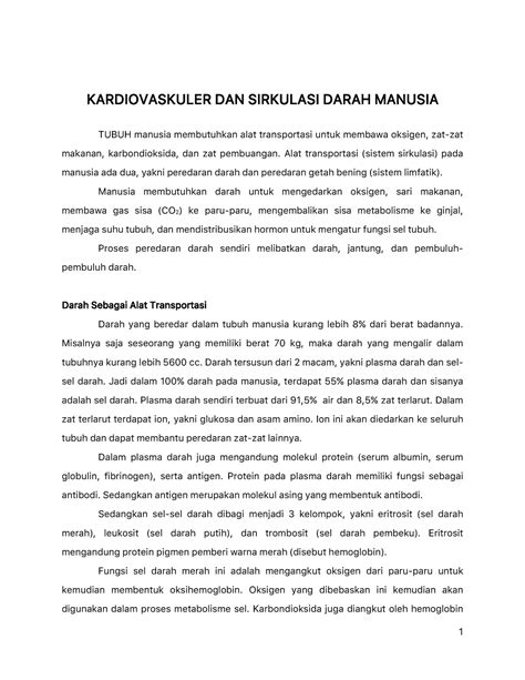 Kardiovaskuler Dan Sirkulasi Darah Manusia Kardiovaskuler Dan
