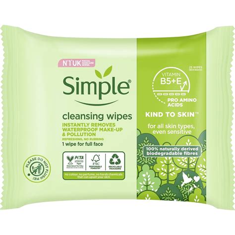 Simple Biodegradable Facial Wipes 25 Pack Woolworths