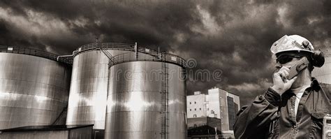 Oil Refinery In Old Vintage Processing Stock Image Image Of