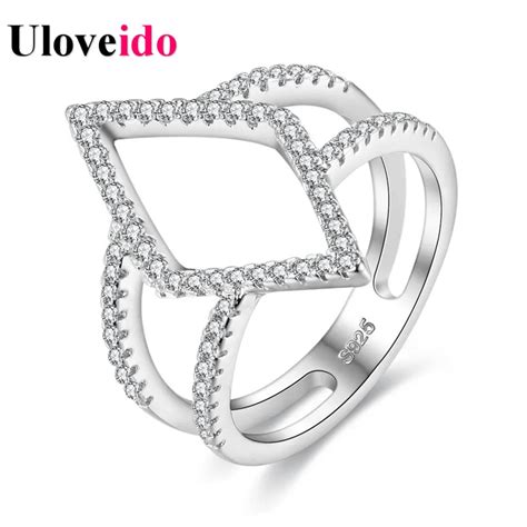 Uloveido Mujer Anillos De Boda Favores Y Regalos Fiesta De Color Plata