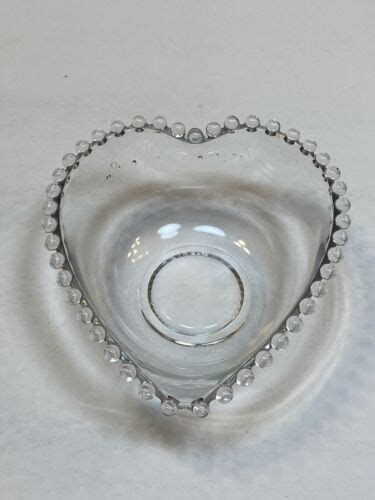 Imperial Candlewick Hobnail Clear Glass Dish Heart Shaped Candy Bowl Vintage Old Ebay