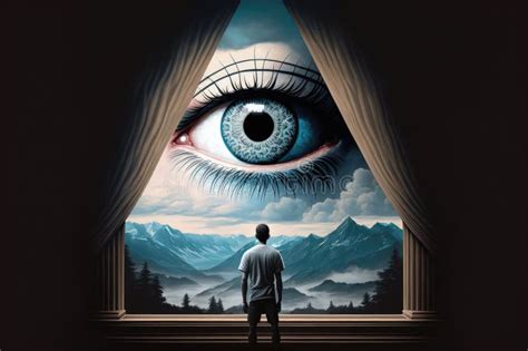 person  watched    eye  afar stock illustration