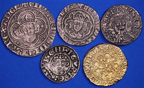 REPRODUCTION Medieval coins, 5 Medieval coins, William 1, Edward 1 and