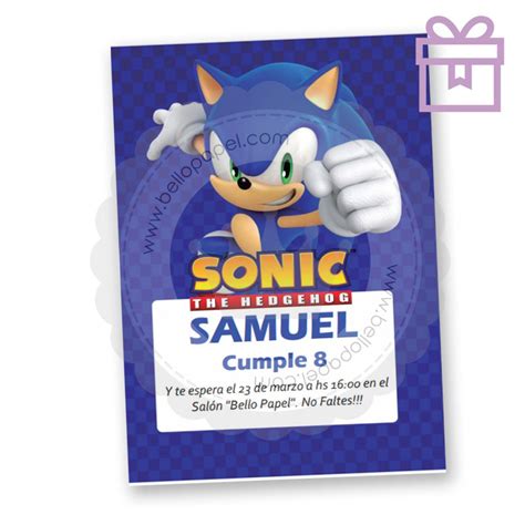 Tarjeta Invitación digital Imprimible Sonic Gratis Bello Papel