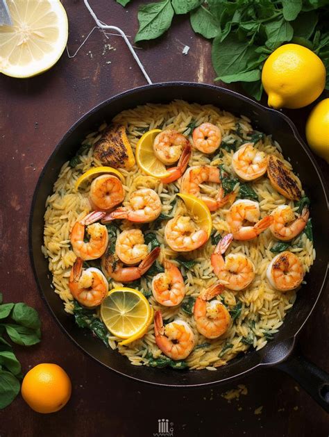 Zesty Lemon Butter Shrimp Orzo Skillet