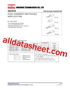 2SA1012 10 Datasheet PDF Unisonic Technologies