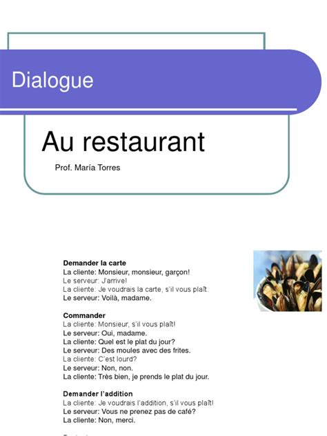 57322924 10 Dialogue Au Restaurant Et Partitif Cuisine Nourriture