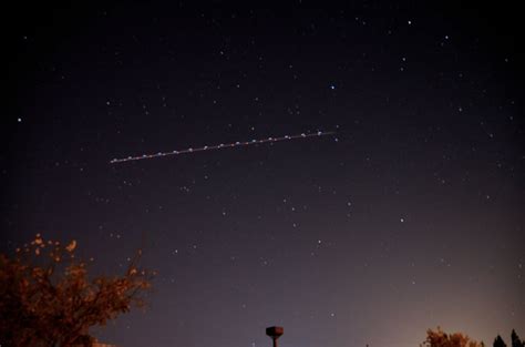 Long Exposure Of An Airplane Flying Through The Night Sky Oc Pics