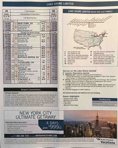 Amtrak Lake Shore Limited New York Boston Chicago Schedule