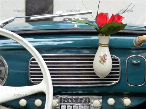 Dashboard Vw Beetle With Vintage Flower Vase