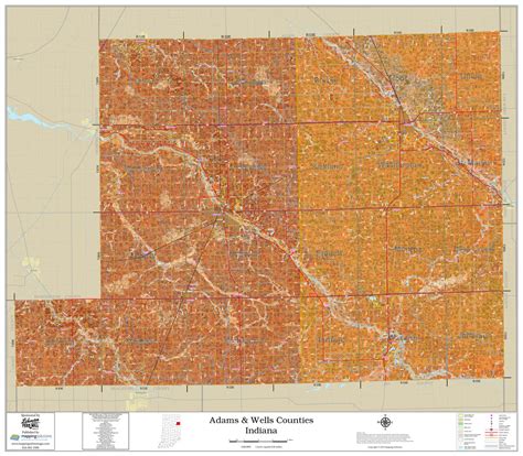 Adams Wells Counties Indiana 2024 Soils Wall Map Mapping Solutions