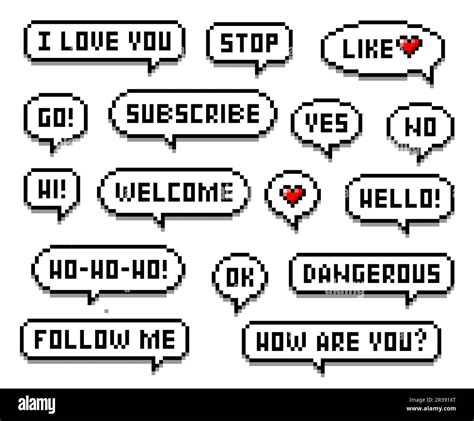 Pixel Speech Bubble Messages Like Subscribe Follow Social Media Web