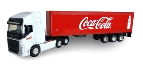 Mini Caminhao Brinquedo Bitrem Bau Coca Cola Eixos Scania Welly