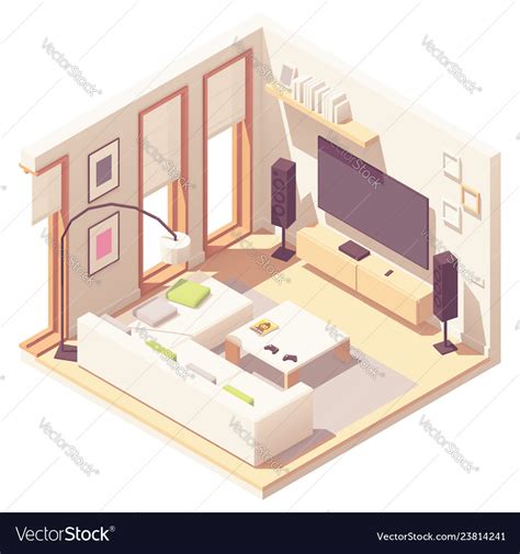 Isometric Living Room Royalty Free Vector Image