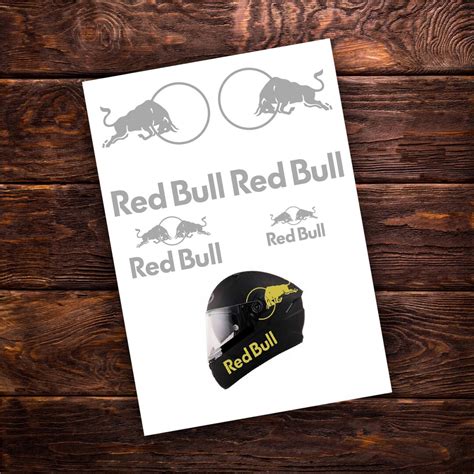 Red Bull Stickers Set Red Bull Decals Replica Helmet Etsy