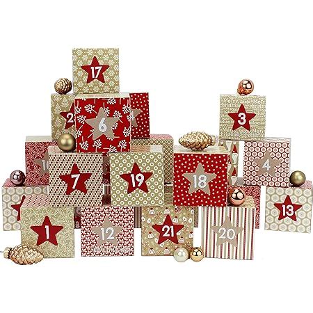 Amazon De Papierdrachen DIY Adventskalender Kisten Set Motiv Rot