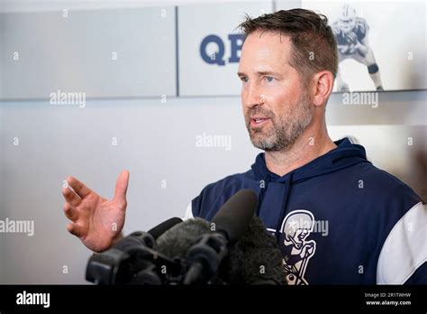 Dallas Cowboys offensive coordinator Brian Schottenheimer speaks to ...