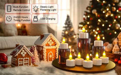 Pchero Rechargeable Tea Lights With Remote Timer Packs Flickering