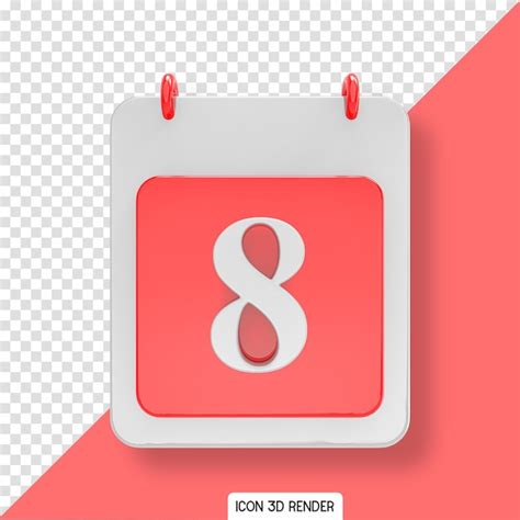 Premium Psd Red Calendar Day Icon 3d