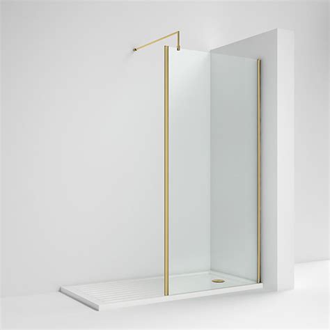 Venice Brushed Brass Outer Framed 8mm Wetroom Screen With Support Arm