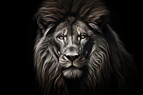 Premium Ai Image Monochrome Majesty Black And White Lion In The